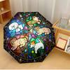 Stained Glass Dogs Printed Umbrella Windproof Folding Umbrella Portable Sun and Rain Umbrella Suitable for Gifting