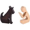 M-Modern-Trä Hundfamilj Staty Hundfamilj Staty Handgjord Trädekoration, Prydnad Hantverk Konst För Kontor, Vardagsrum (Man+P