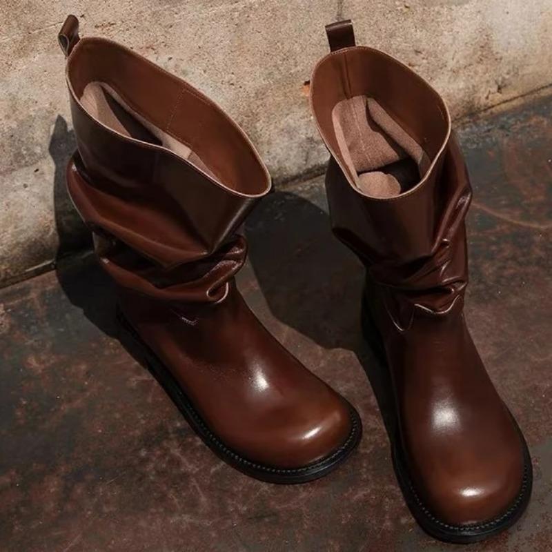 Autumn and Winter New Thick Heel Short Boots Women's Retro Big Tube Circumference Fashion Women's Boots