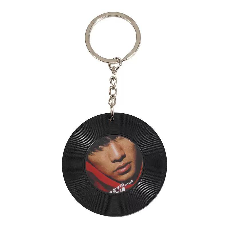 Black Vinyl Record Coaster Keychain with NFC - 5cm Acrylic and Custom-Made for Star Concert