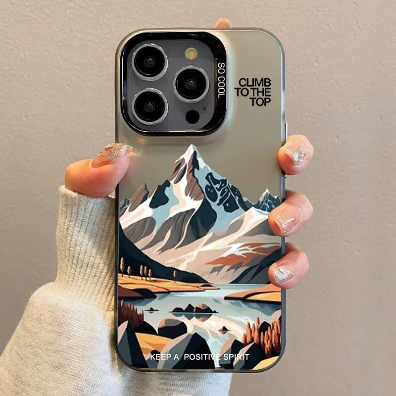 Shockproof Sunset Phone Case Iphone16pro For iPhone 16 15 Pro Max 16E 14 13 12 11 16Plus Personalized Mountain Peak Aircraft
