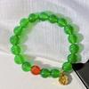 10Mm High Quality Imperial Green Vitreous Body Natural Green Chalcedony Strawberry Crystal Design Bracelet Bracelet