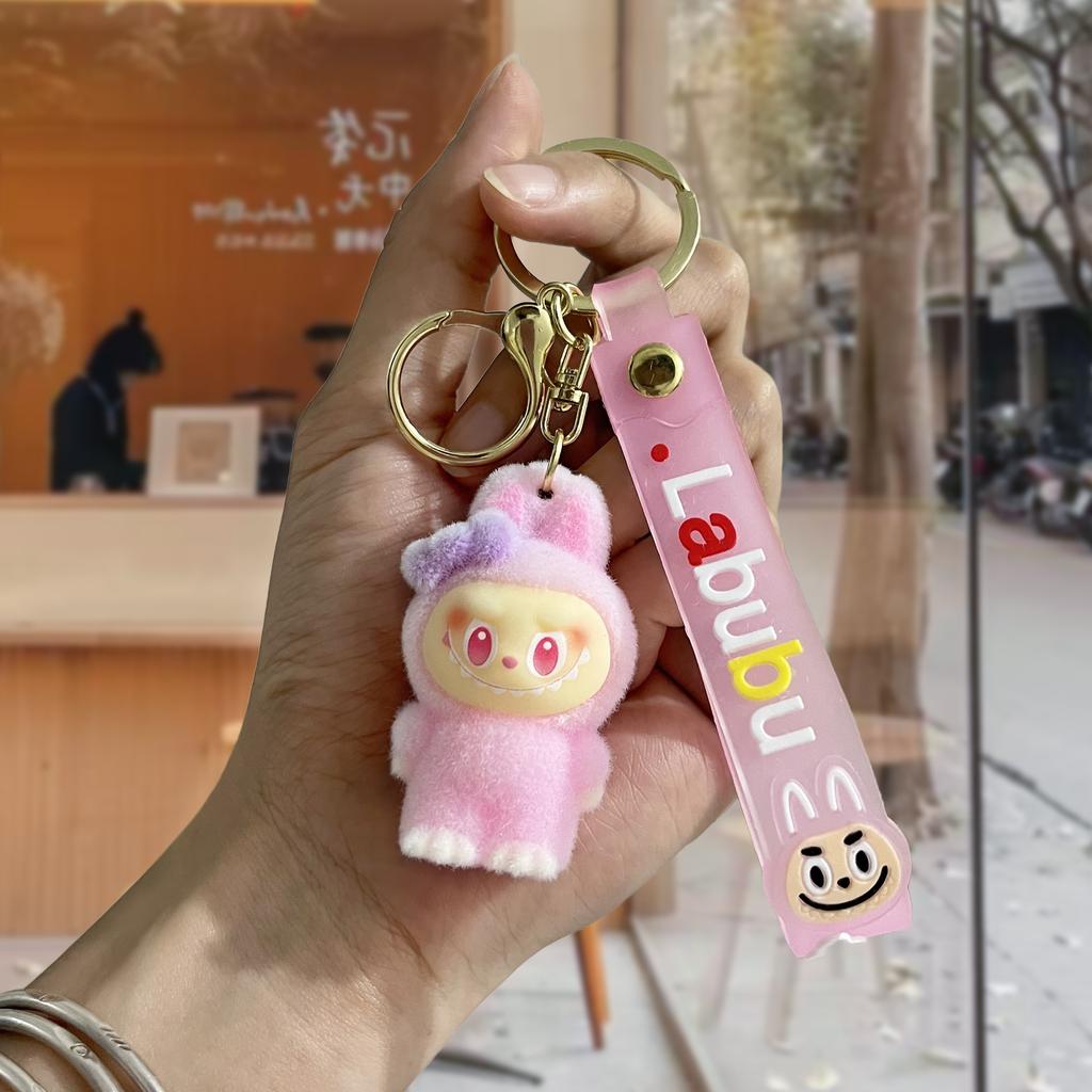 Tide Play Flocking Bow Rabub Doll Keychain Pendant Series Bag Pendant Keychain Pendant