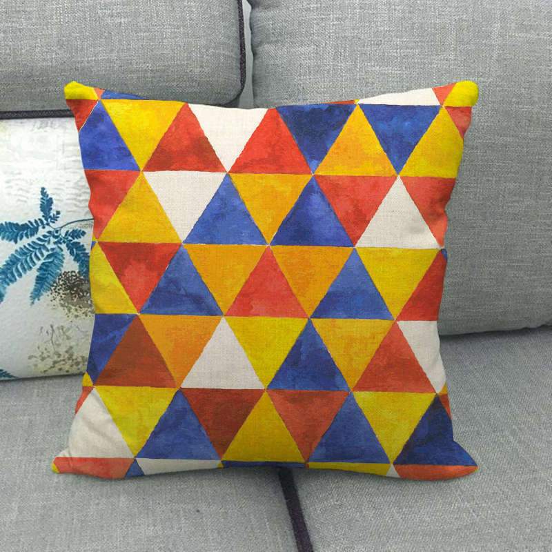 Geometric Triangular Wave Pattern Digital Printing Short Plush Pillow Covers For Car Sofa Office Cushion Cover Home Goods