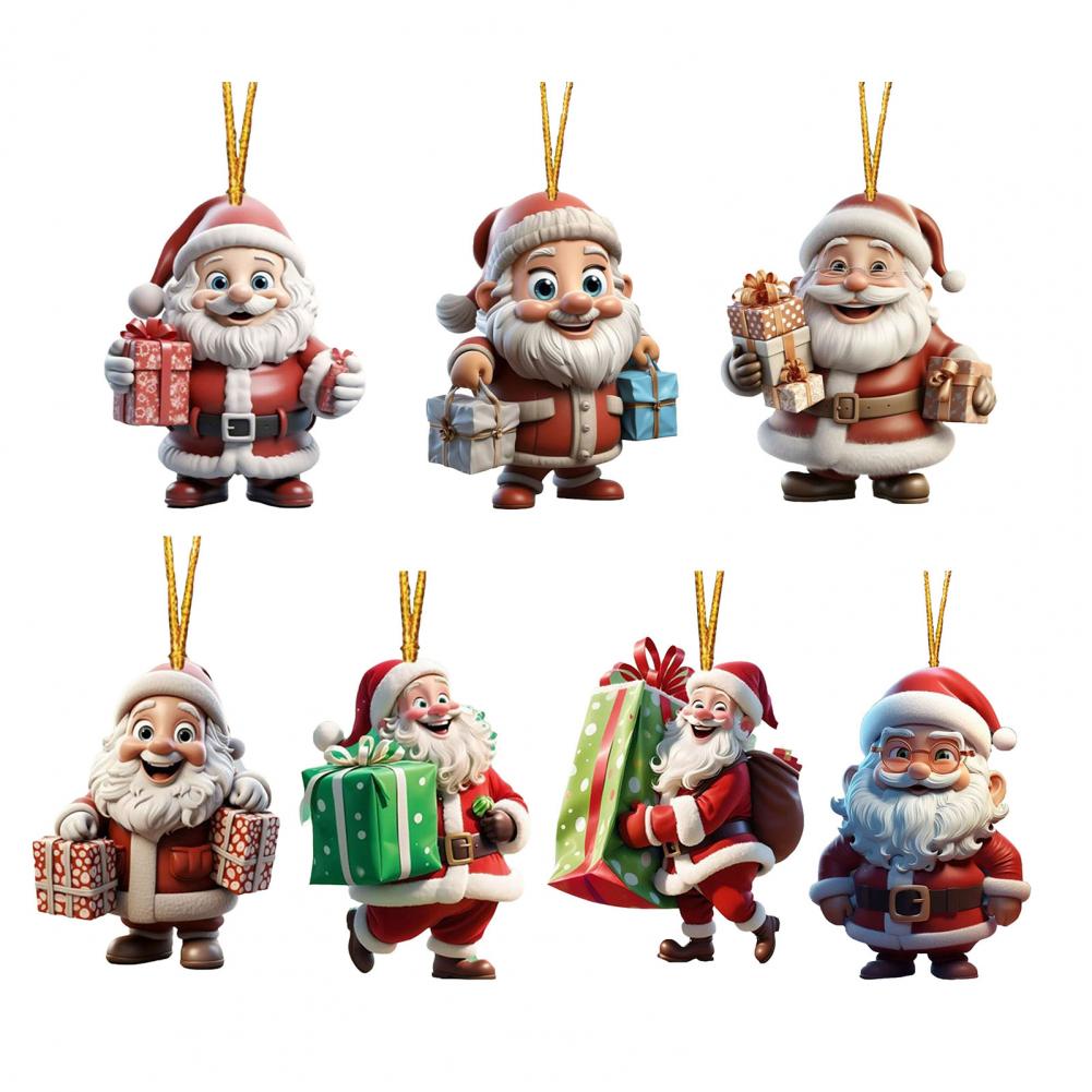 Festive Hanging Decoration Christmas Tree Ornament Festive Santa Claus Hanging Decorations for Christmas Tree Set of 7 for Home