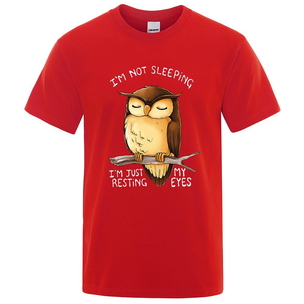 I'M Just Resting My Eyes Owl Cartoons Print Mens Street Clothing Breathable Oversized T-Shirts Brand Tops Cotton
