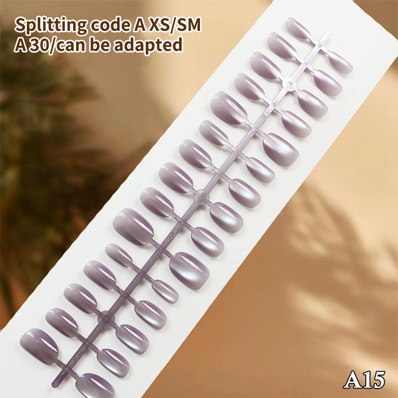 30pcs Cat Eye Press On Nails Short Square Reusable Nail Tips for Women Salon Quality Fake Nails for Date Nights