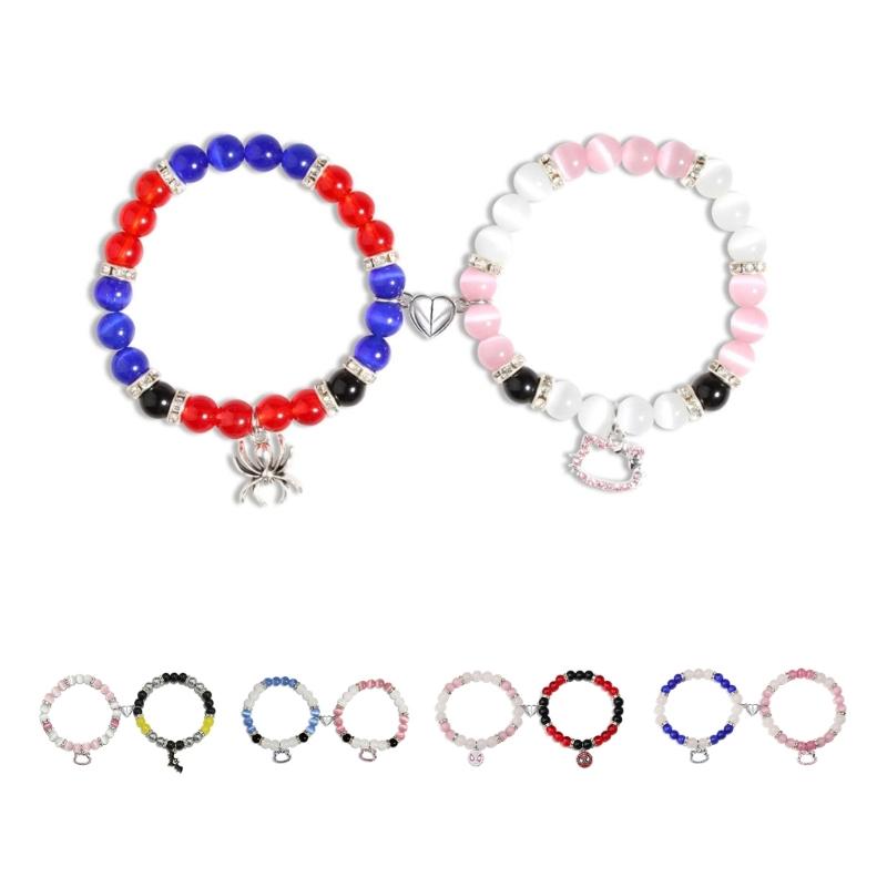 Adjustable Braid Bead Bracelets Christmas Birthday Jewelry Gift Magnetic Couple Matching Bracelets Best Friend Bracelet