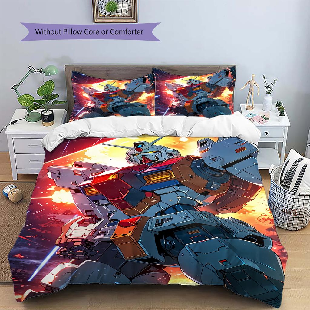 Mobile Suit Gundam Anime Poster Bedding Set Duvet Cover Pillowcase No Filler, Soft Home Bedroom Decor, Perfect Gift for Fans.chl