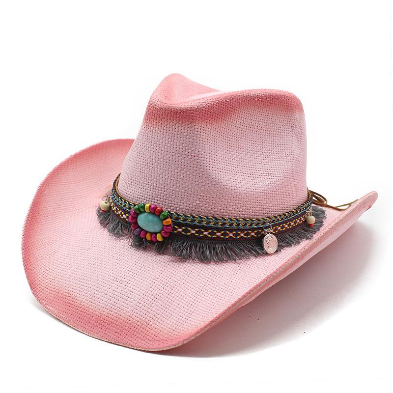 Western Cowboy Hat Men'S, Bull Head Belt Spray Painted Straw Hat Women'S Cowoy Hat