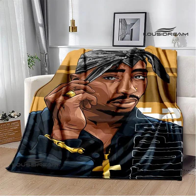 2PAC Hip -hop Singer Fashion Printed Blanket Warm Bed Blanket Soft and Comfortable Blanket Home Travel Blanket Birthday Gift