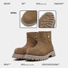 6 Winter High-top Cotton Piled and Thickened Windproof Men's and Women's Genuine Leather Medium Girls' Lazy Snow Boots
