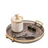 Ru Han Premium Round Gold Rim Acrylic Serving Tray