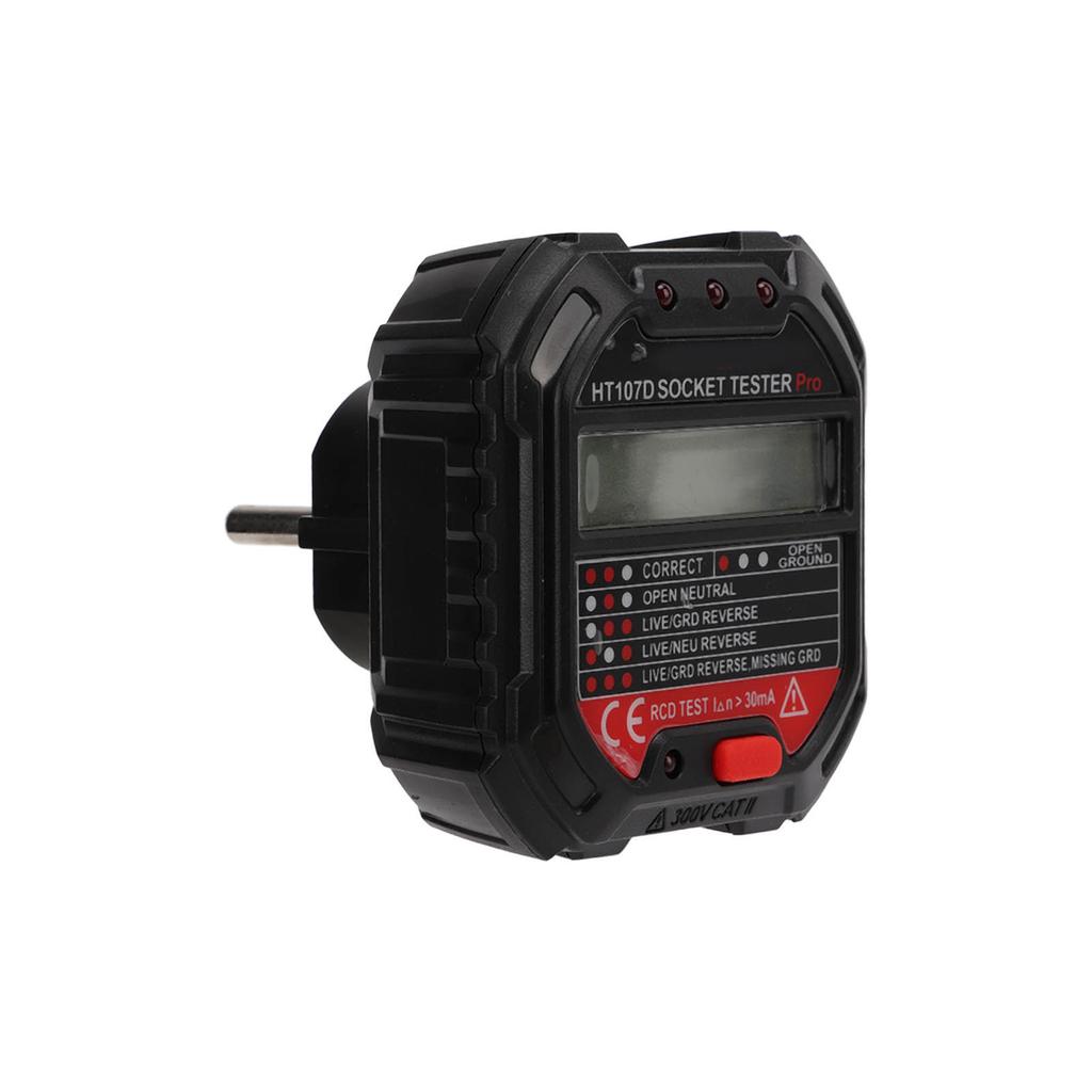 HT107D Multifunctional Socket Tester Digital Display Electrical Ground Wire Detector 45 65Hz