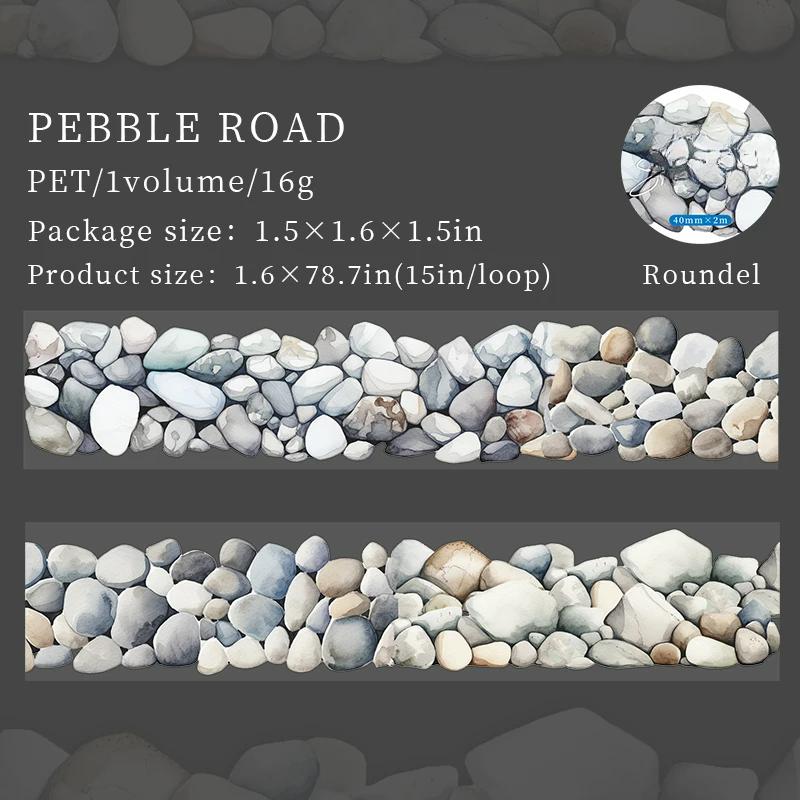 40mm*2m PET Tapes Stone Wall Path DIY Scrapbooking Decor Photo Album Collage Junk Journal Materials Aesthetics Tapes