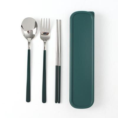 Silver Table Portable Spoon and Fork Set (Green)