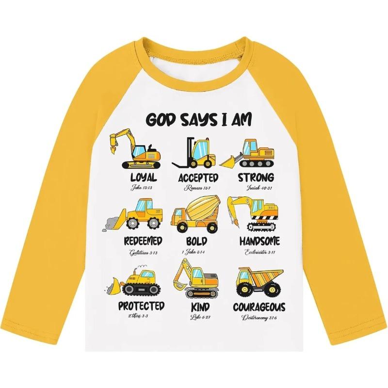 

Весенне-осенние футболки с круглым вырезом и забавными машинками, футболки с трактором, экскаватором, грузовиком, 3D-принтом, модные повседневные футболки с длинным рукавом для детей и мальчиков 170