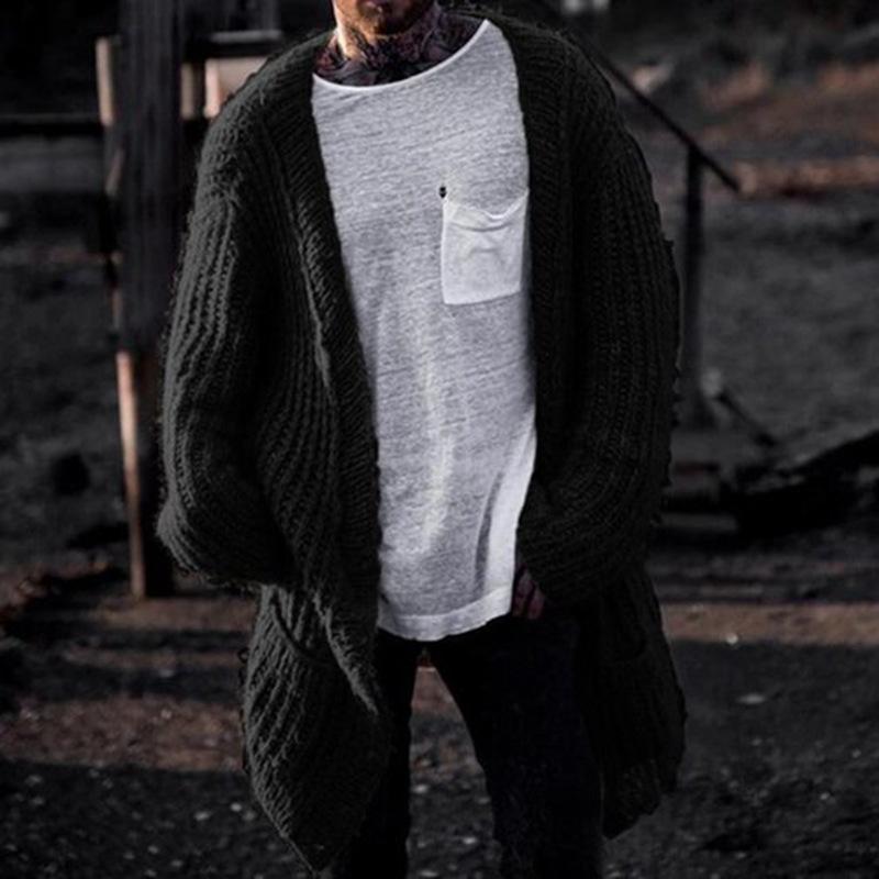 New Versatile Autumn And Winter Cardigan Men'S Retro Knitted Sweater Jacket Long Sleeved Heavy Jacquard Sweater