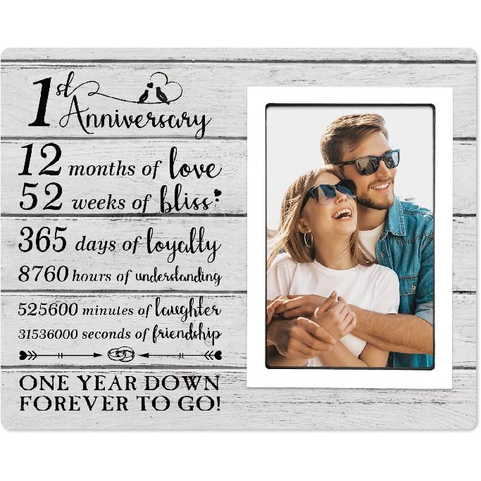 BeneCharm 1st Anniversary Picture Frame - 1st Anniversary Wedding Gifts for Couple, Anniversary Marriage Gifts for Him, Her, Husband and Wife - 1 1st Anniversary