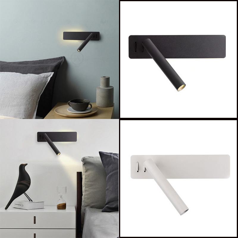 Modern Minimalist Wall Light 3W LED Up Down Backlight Rotatable Spot Aluminum Sconce for Bedroom Living Room Hotel Headboard