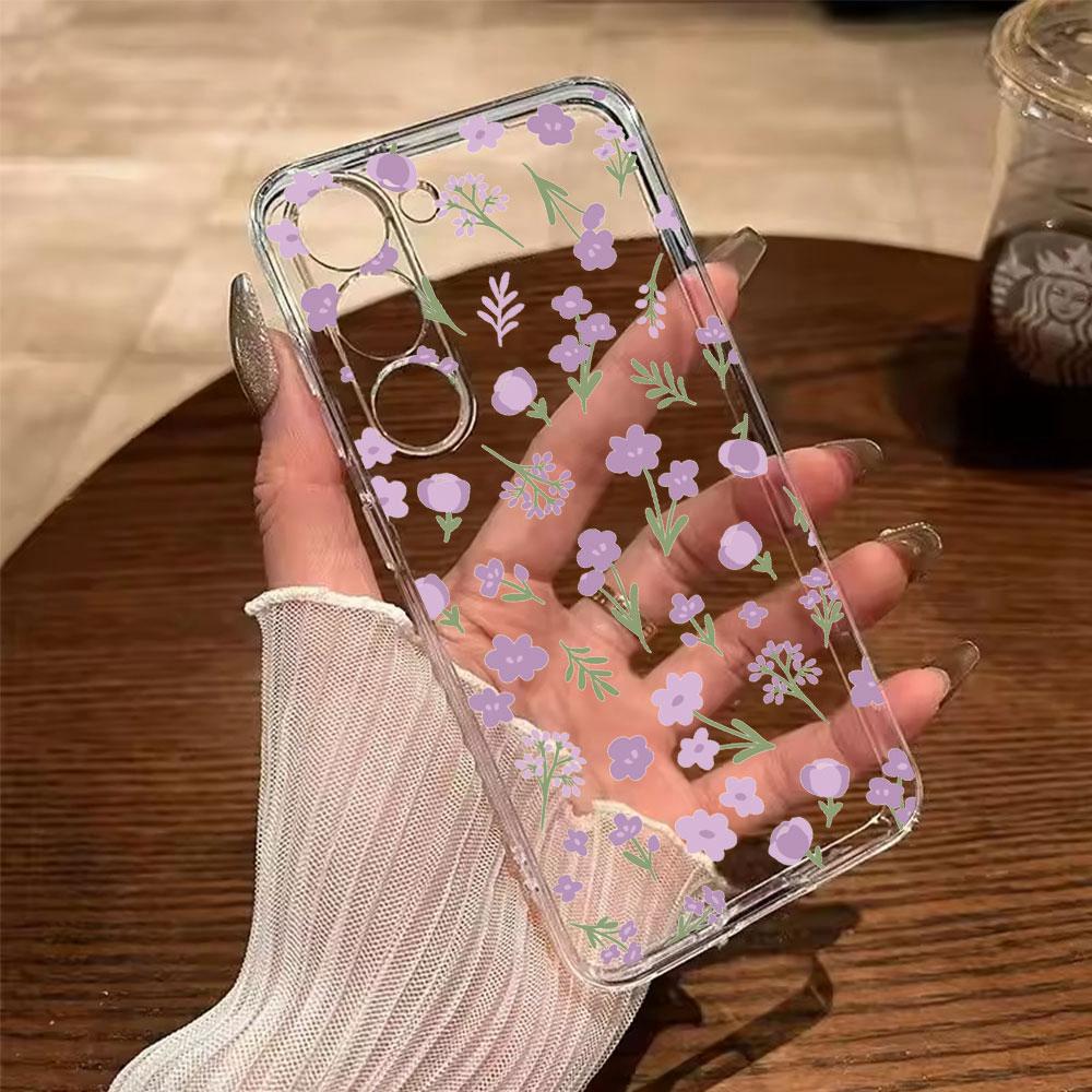 Romantic Lace Pattern Transparent Flower Phone Case For Samsung Galaxy A54 A56 A16 A17 A37 A57 A06 A07 A13 A14 M54 Clear Cover