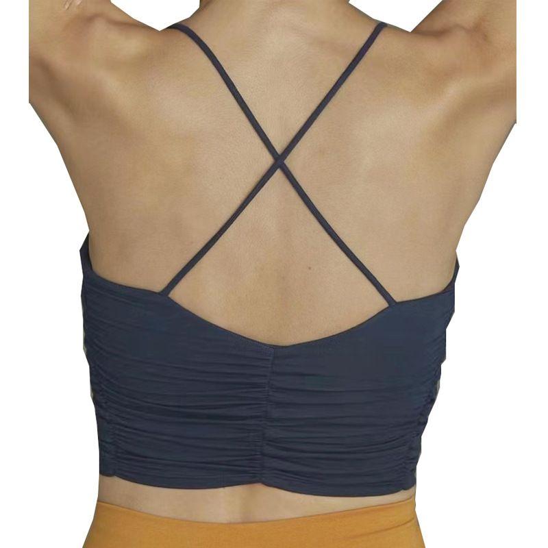 

Bubble Wrap Yoga Vest for Women with Chest Pad Pleating Beauty Back High Elastic Quick-Drying Sport Running Training Exercise Strap Bra L Dark Blue