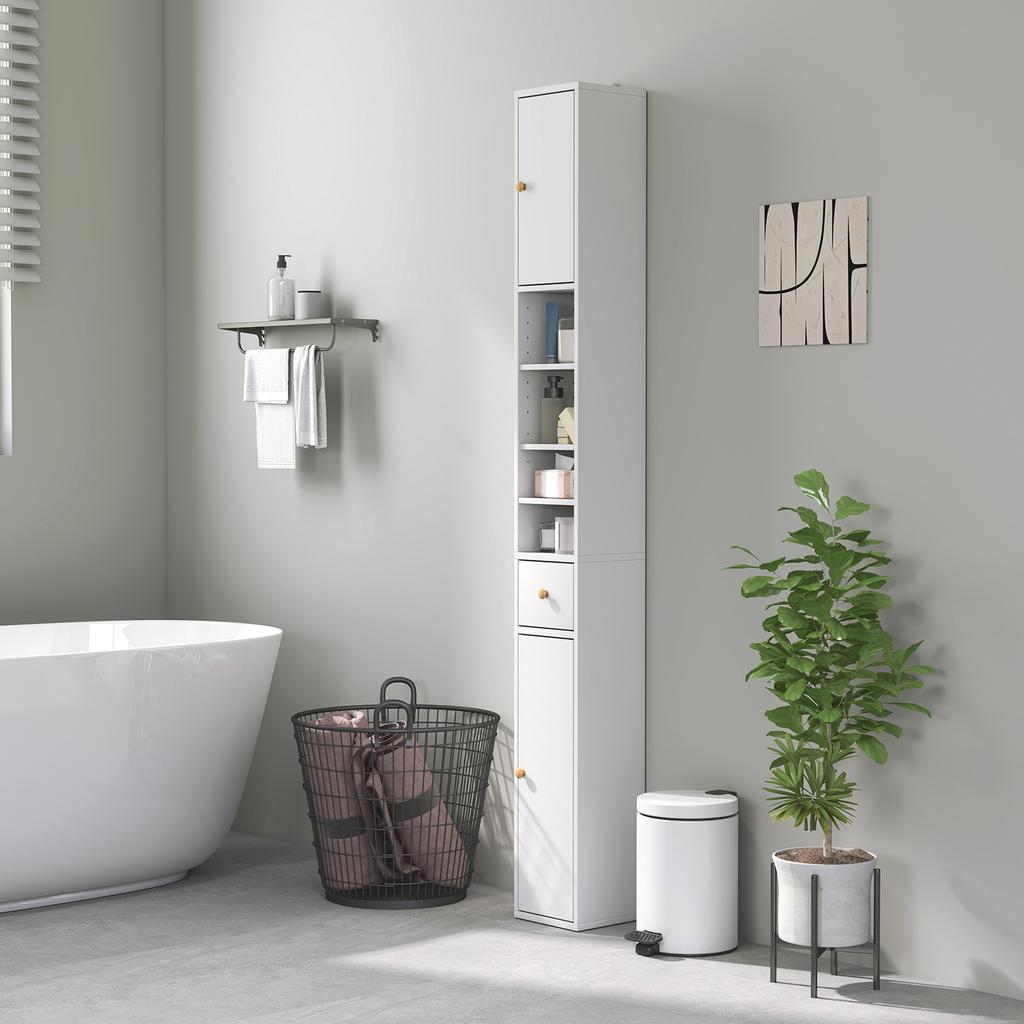 Mobile da Bagno Stretto Alto 178 cm - Bianco