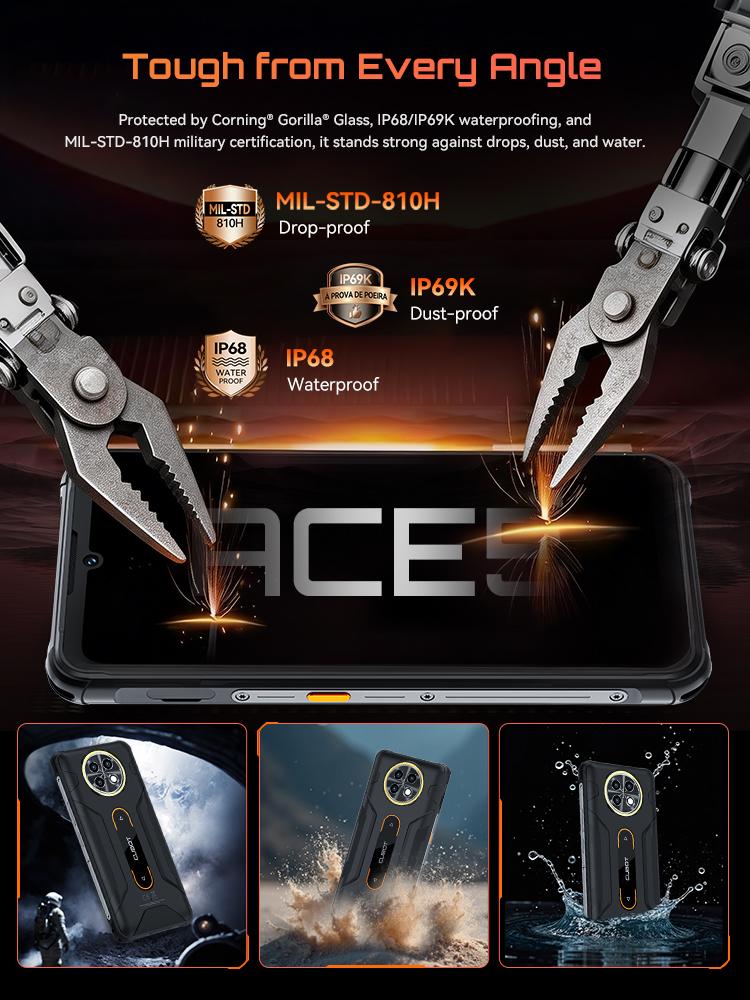 Cubot KINGKONGACE 5, Smartphone Robusto Android 16, 8 GB di RAM (8+12 GB), 256GB ROM, Batteria 10200mAh, Schermo 6.745" 120Hz, 48MP, NFC