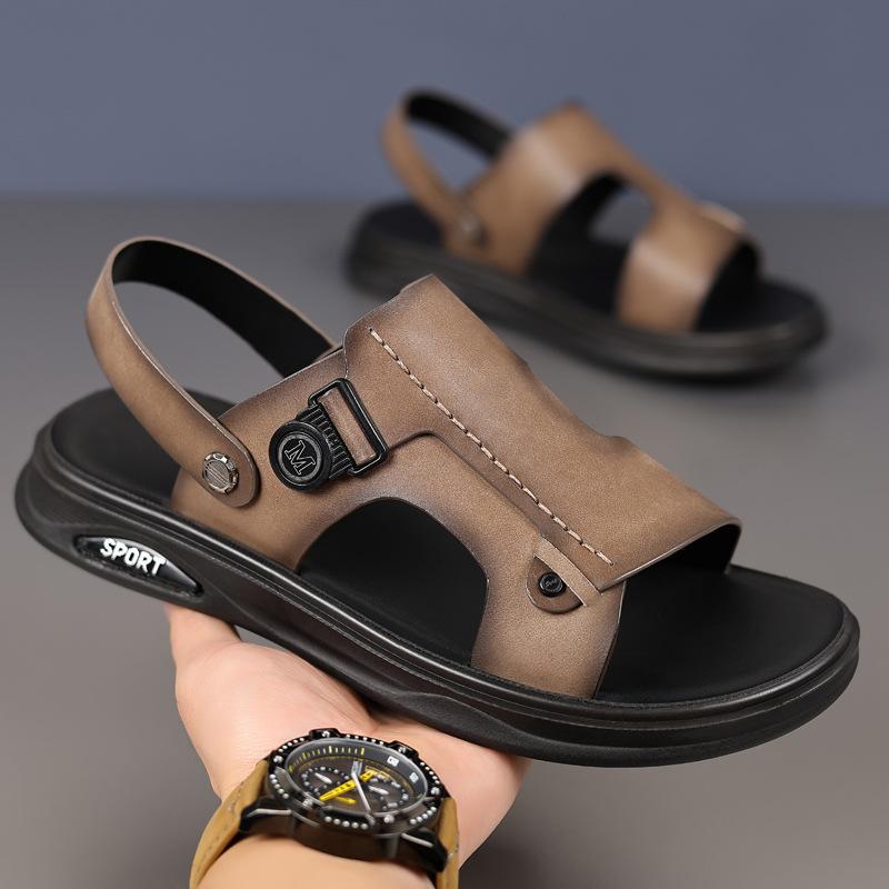 Summer First Layer Cowhide Men's Beach Shoes Genuine Leather Men's Leather Sandals Casual Slippers Outdoor Sandals Trade Men's Shoes