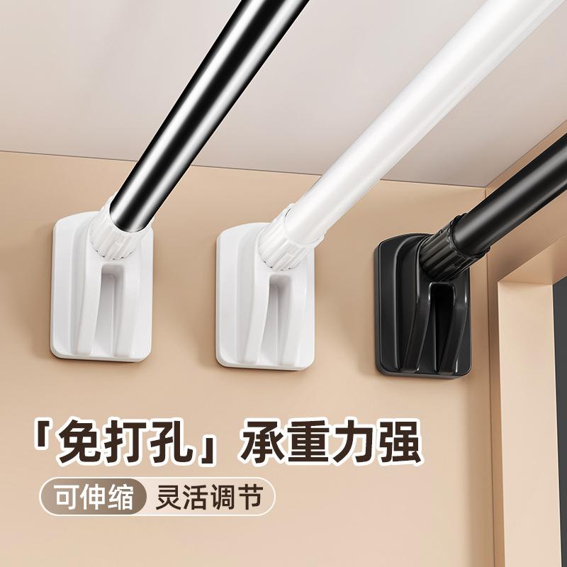 Stainless steel telescopic rod clothes drying rod non-punching support rod curtain rod strong load-bearing shower curtain rod wardrobe hanging rod