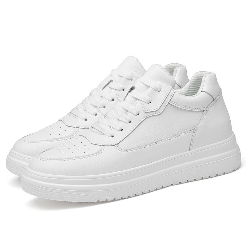 Spring Men's 10cm Height-Boosting Casual White Board Shoes: Comfortable & Versatile