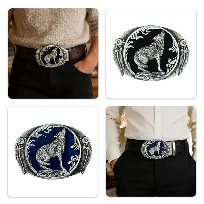 Wolf Gürtelschnalle Lederhandwerk Metall Ersatzschnalle Geschenk für Vater Lederhandwerk Streetwear Geschenk Ersatz