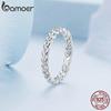Bamoer 925 Sterling Silver Braided Texture Twisted Eternity Band Plait Finger Rings Fine Jewelry Gift for Women BSR311