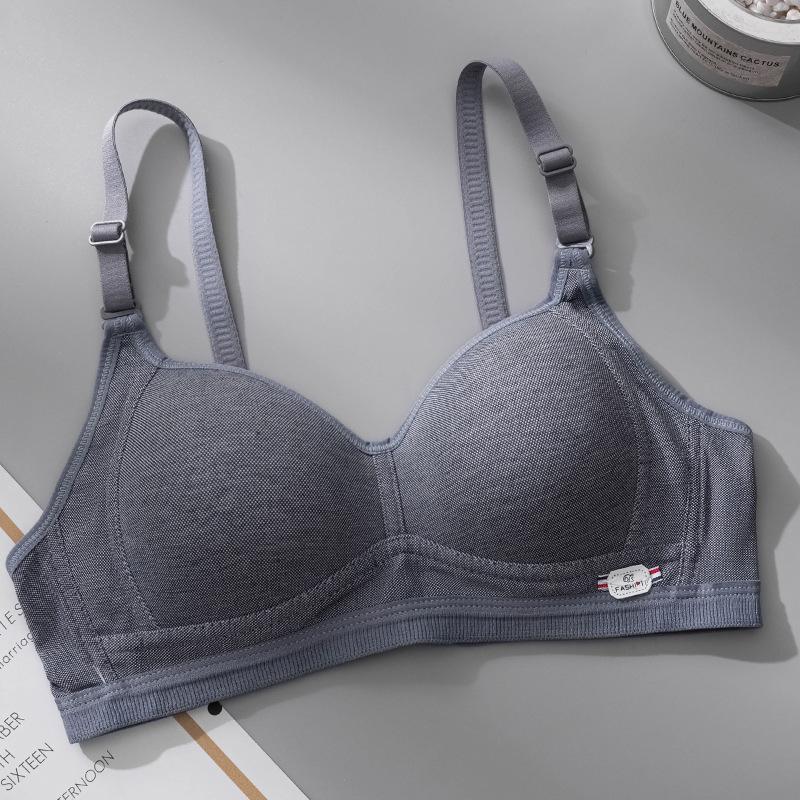 

New solid color student smooth surface without steel ring white bra cover gathered thin cotton cup breathable 32/70ab through cup