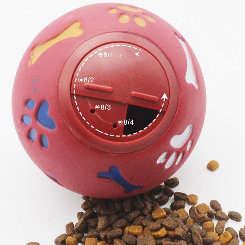Dog Treat Dispenser Ball Slow Feeding Adjustable Chewing Puppy Puzzle Ball Toy for Cat Red