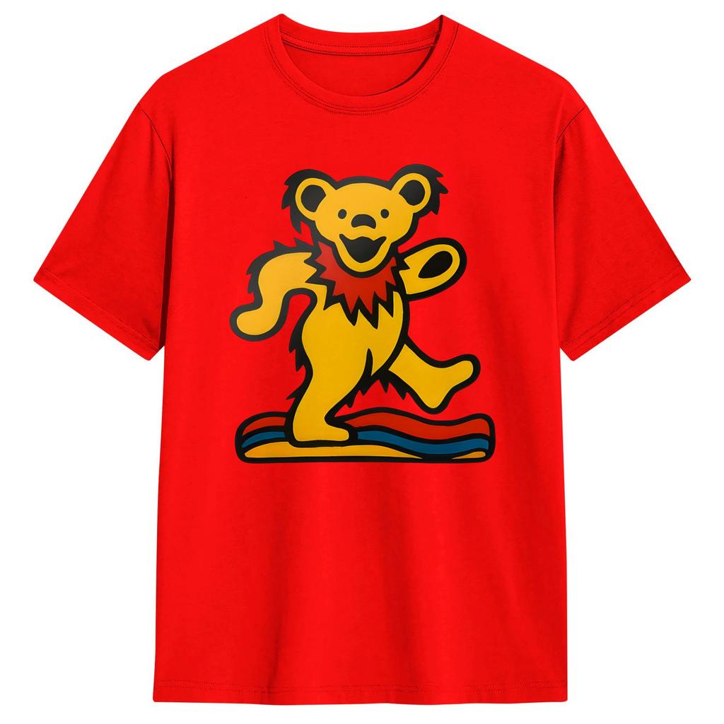 Oversized T Shirt Summer Gratefuls Deads Yellow Dancing Bear Hippie T Shirts Cotton Tshirt Unisexs Y2K Retro Short Sleeve Clothes