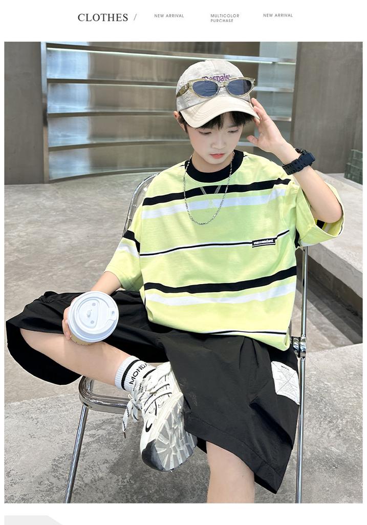 Children's Summer Sports Set 2026 New Fashionable and Handsome Short Sleeved Summer Clothes for Middle Aged Children, Boys and Students