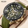 Megir Multi Color Sports Watch Fashion Silicone Strap Waterproof Chronograph Quartz Wristwatch 2222