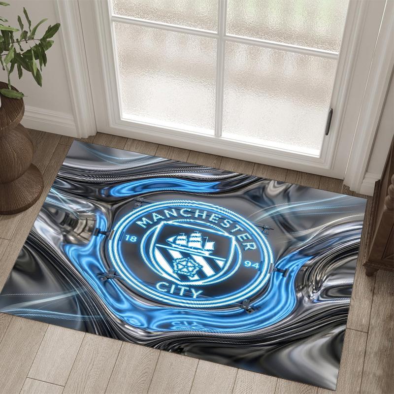 Manchester City Design Crystal Velvet Carpet Cozy Non?Slip Printed Rug For Bedroom Living Room Entrance