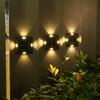 Solar Powered Four Sides Luminous Wall Light Outdoor Waterproof LED Night Lamp for Home Garden Balcony Yard Landscape Decor