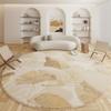 Cream Style Living Room Decoration Round Carpet Light Luxury Rugs for Bedroom Fluffy Soft Study Rug Thick Plush Lounge Floor Mat