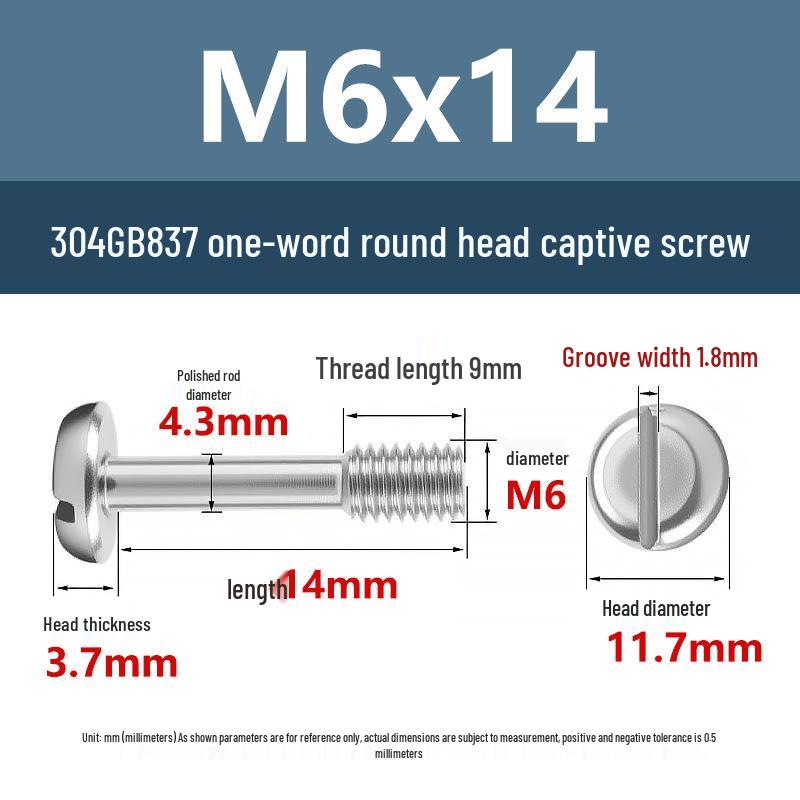 Yigu 304 Stainless Steel Pan Head Captive Screw M3/M4/M5/M6