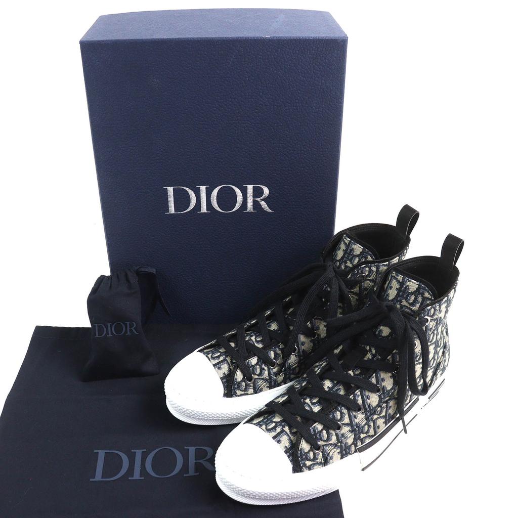 Pristine DIOR High cut sneakers B23 Oblique Logo Black beige mens 43 3SH126ZSA  Used