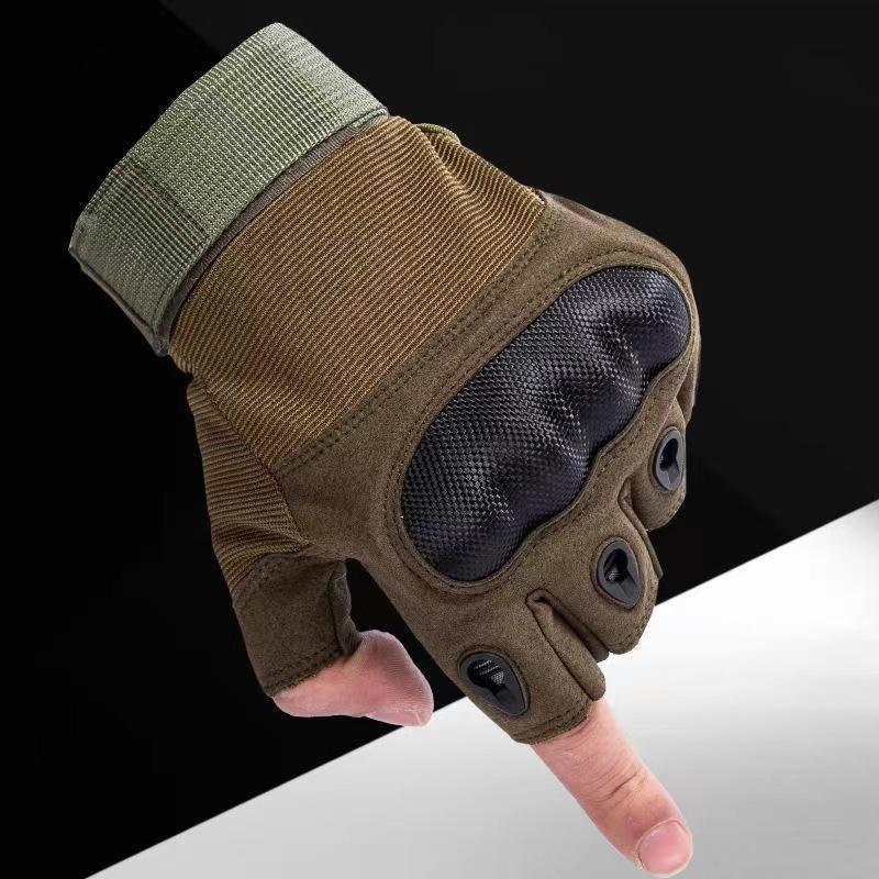 Military Fan Black Hawk Tactical Gloves Men's Anti-Stab Fighting Self-Defense Training Combat Half-finger Gloves Special Forces Hard Shell