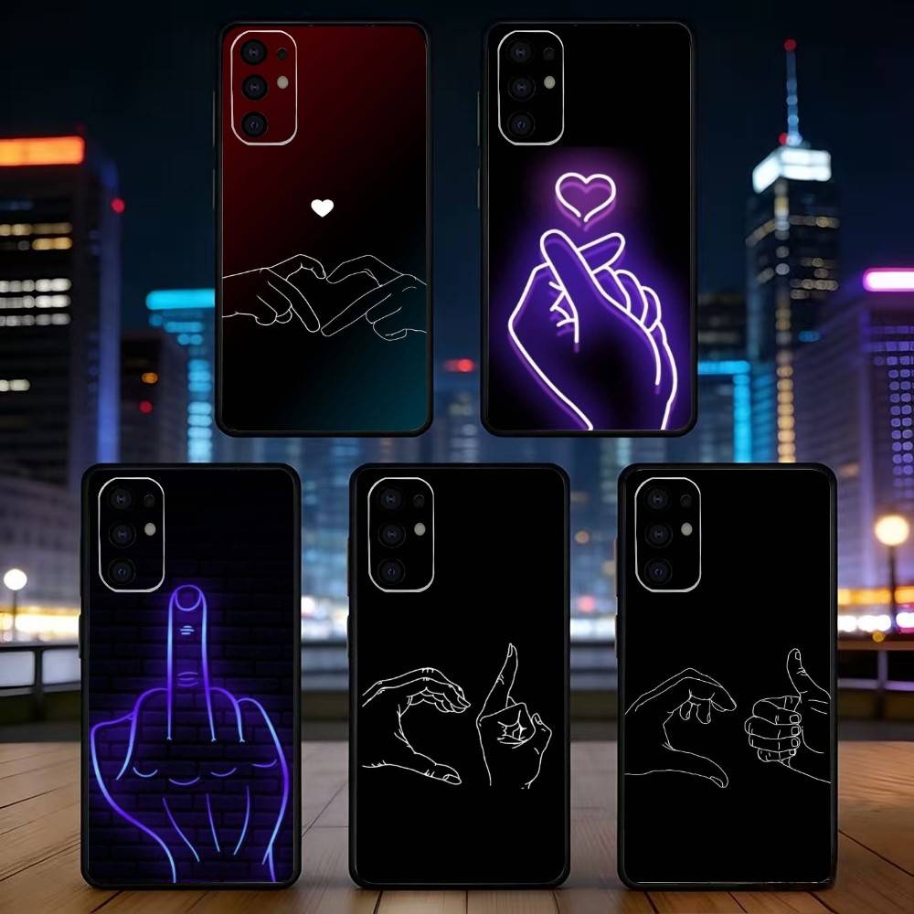 Hand Gesture Phone Case Black Silicone Soft For Samsung S25,S24,S21,S22,S23,S30,Ultra,S20,Plus,Fe,Lite