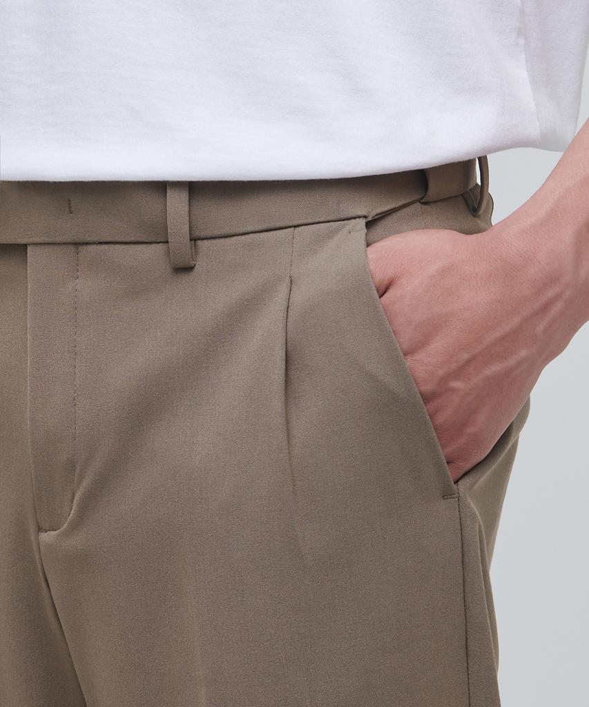 Musinsa Standard Lightweight Wide Hidden Banding Crop Slacks [Dusty Beige]