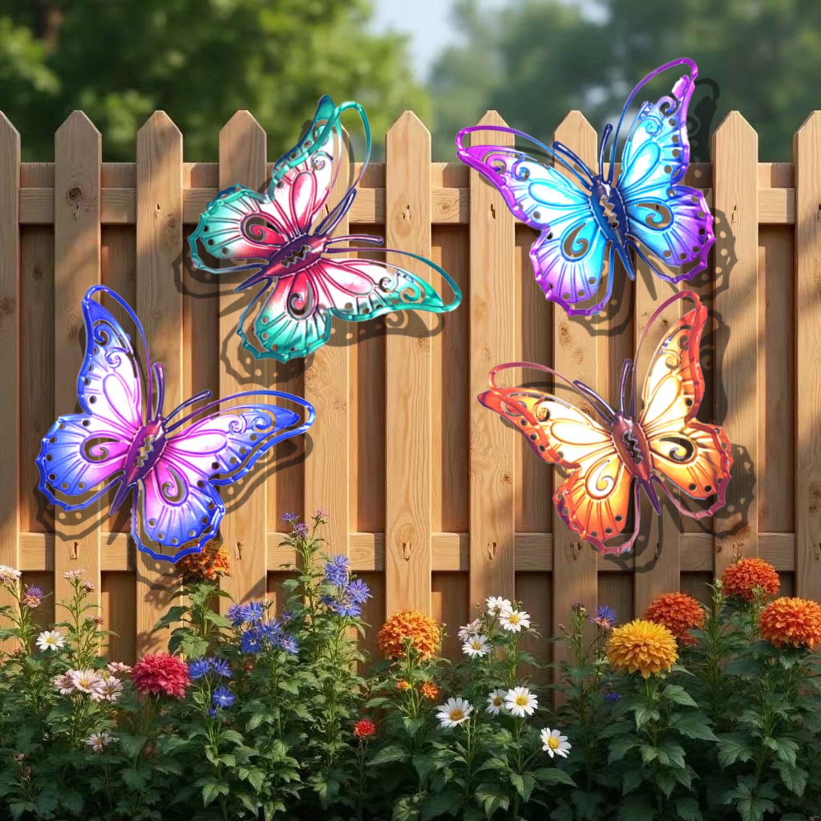 Набор из 4 цветных металлических настенных декоративных украшений One Size