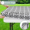 Scratch Proof Baroque Print Elastic Fitted Tablecloth Outdoor Fold Table Cover  Living Room