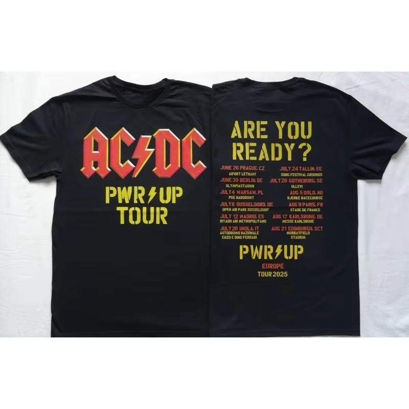 

ACDC Power Up Tour Europe 2026 TShirt Mens and Womens Short Sleeve Trend Brand Tshirt Summer Tops Streetwear Men Clothing 4XL