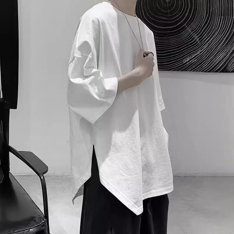Men's Short-Sleeve Trendy Split T-Shirt, Versatile Loose Fit for Summer